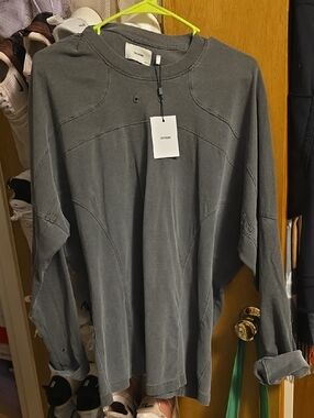Joah Brown Washed Gray Long Sleeve Top